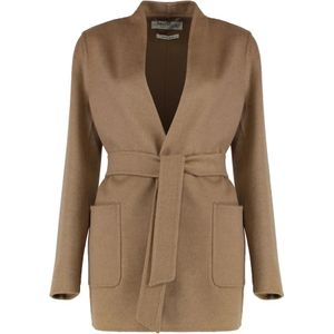 Max Mara, Dames, Mantels, Bruin, Maat: 2XS Leer,