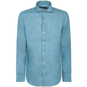 Dell'oglio, Heren, Overhemden, Blauw, Maat: M Linnen,