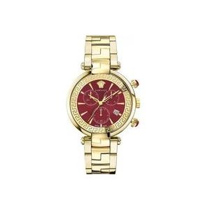 Versace Rood Stalen Quartz Horloge, Gouden Band , Yellow , Heren , Maat: ONE Size