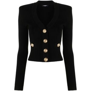 Balmain Zwarte Cardigan Sweater , Black , Dames , Maat: S