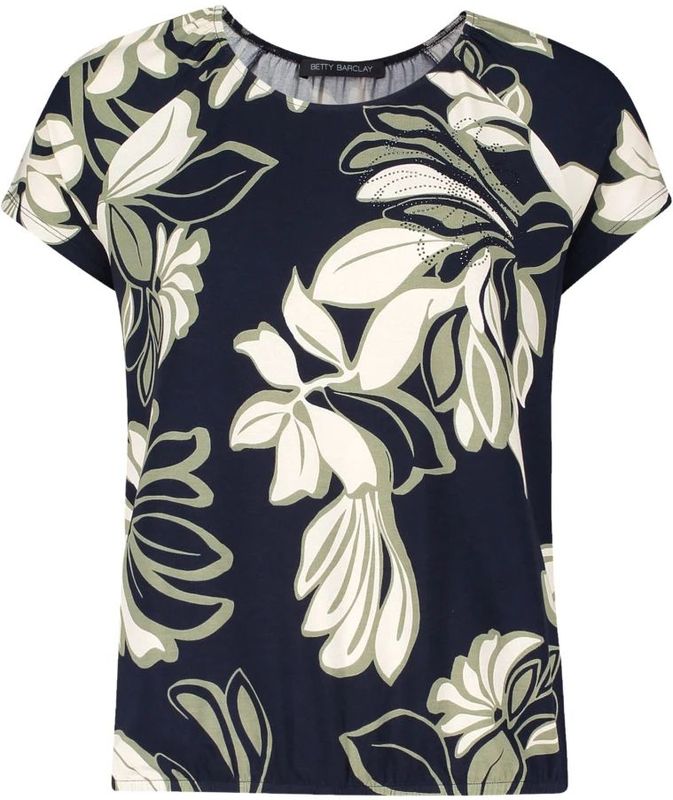 Betty Barclay - Shirt - Crème/Donkergroen/Pastelgroen - Viscose - Bloemenprint