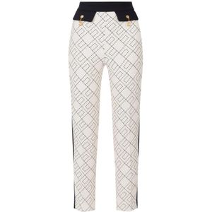 Elisabetta Franchi, Dames, Broeken, Wit, Maat: XL Poliester,