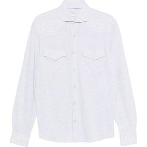 Brunello Cucinelli, Heren, Overhemden, Grijs, Maat: L Katoen,