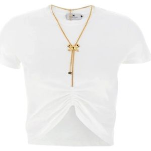 Elisabetta Franchi, Dames, Tops, Wit, Maat: XS Katoen,