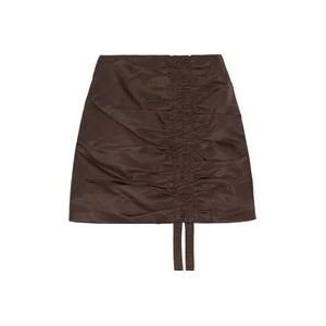 Ganni Ruched Nylon Mini Skirt , Brown , Dames , Maat: S