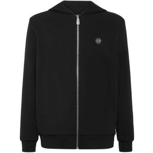 Philipp Plein, Heren, Sweatshirts & Hoodies, Zwart, Maat: XS Fleece,