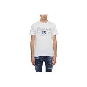 Dsquared2 Katoenen Print T-Shirt , White , Heren , Maat: 2XL