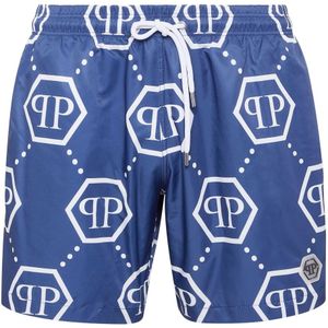 Philipp Plein, Heren, Badkleding, Blauw, Maat: 3XL Poliester,