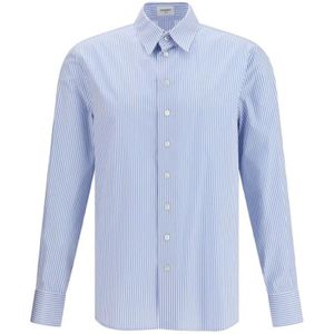 Saint Laurent, Heren, Overhemden, Blauw, Maat: L Katoen,