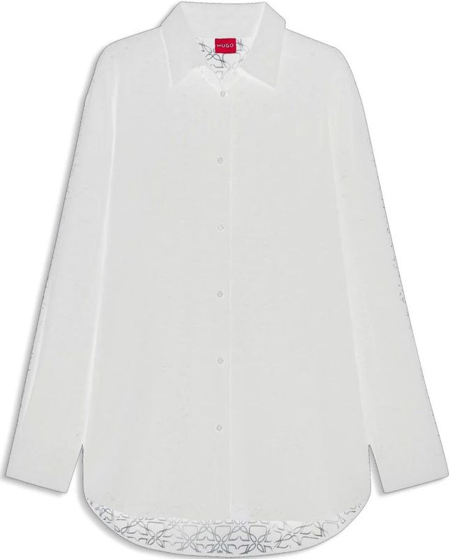 Hugo - Blouse met Patroon in Ausbrenner-Optik - Wit - Dames