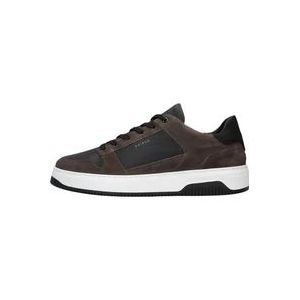 Nubikk Zwarte Leren Lage Sneakers , Brown , Heren , Maat: 43 EU