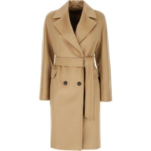 Max Mara Studio, Dames, Mantels, Bruin, Maat: S Wol,