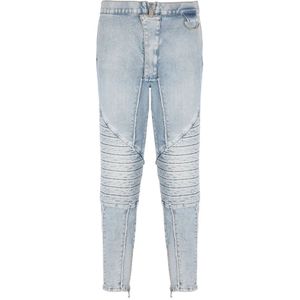 Balmain Geribbelde katoenen slim-fit jeans , Blue , Heren , Maat: W29