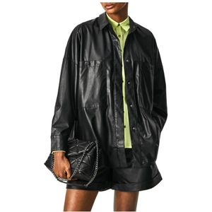 Pepe Jeans, Dames, Blouses & Shirts, Zwart, Maat: M