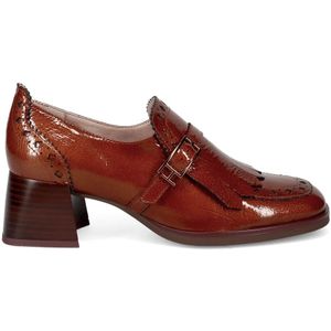 Hispanitas - Bruine Leren Mocassin - Dames - Met Franjes - Blokhak 5 cm