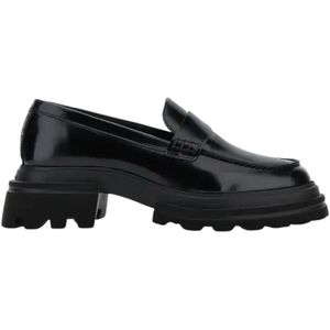 Hogan Zwarte platte schoenen van zacht leer , Black , Dames , Maat: 37 1/2 EU