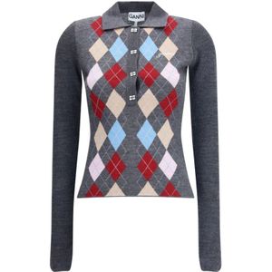 Ganni, Dames, Truien, Grijs, Maat: L Wol,