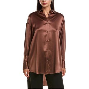 Brunello Cucinelli, Dames, Blouses & Shirts, Bruin, Maat: 2XL Zijde,