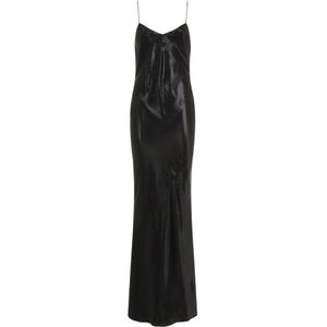 Saint Laurent, Dames, Jurken, Zwart, Maat: XS Satijn,