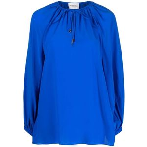 Phaeonia, Dames, Blouses & Shirts, Blauw, Maat: 2XS Zijde,
