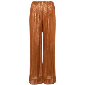 Forte Forte, Dames, Broeken, Bruin, Maat: S Zijde,