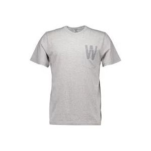 Woolrich Flag t-shirts lichtgrijs , Gray , Heren , Maat: L