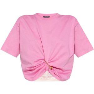 Versace, Dames, Tops, Roze, Maat: 3XS Katoen,