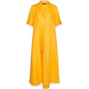 Elena Mirò, Dames, Jurken, Geel, Maat: XL Linnen,