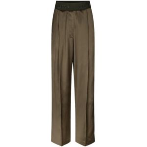 Stine Goya, Dames, Broeken, Groen, Maat: S Satijn,