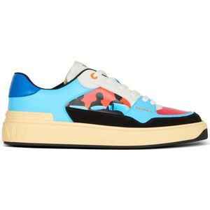 Balmain Kalfsleren B-Court Flip trainers met Prince Gyasi print , Multicolor , Heren , Maat: 44 EU