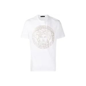 Versace Witte T-shirts en Polos , White , Heren , Maat: S