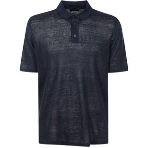 Roberto Collina, Heren, Tops, Blauw, Maat: 2XL Linnen,