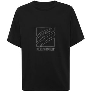Plein Sport, Heren, Tops, Zwart, Maat: S Katoen,