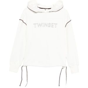 Twinset, Dames, Sweatshirts & Hoodies, Wit, Maat: L Katoen,