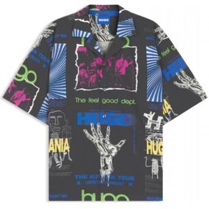 Hugo, Heren, Overhemden, Zwart, Maat: M Katoen,