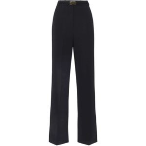 Elisabetta Franchi, Dames, Broeken, Zwart, Maat: M Poliester,