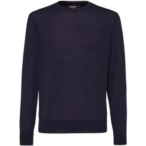 Dsquared2, Heren, Sweatshirts & Hoodies, Blauw, Maat: S Wol,