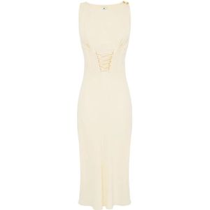 Elisabetta Franchi, Dames, Jurken, Geel, Maat: M Satijn,