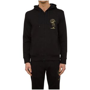 Emporio Armani, Heren, Sweatshirts & Hoodies, Zwart, Maat: 2XL Katoen,