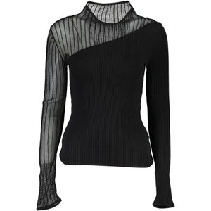 Mock Neck Knit Top - Zwart - Sweater - Lange Mouwen