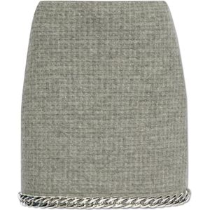 Tory Burch, Dames, Rokken, Grijs, Maat: L Wol,