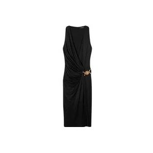 Versace Midi Jurk met Medusa Logo , Black , Dames , Maat: S