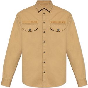 Dsquared2, Heren, Overhemden, Beige, Maat: M Katoen,