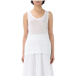 120% Lino, Dames, Tops, Wit, Maat: M Linnen,