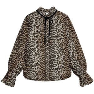 Ganni, Dames, Blouses & Shirts, Bruin, Maat: XL