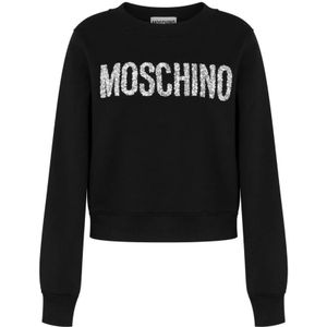 Moschino, Dames, Sweatshirts & Hoodies, Zwart, Maat: L Katoen,