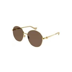 Gucci Goud/bruine zonnebril , Yellow , Dames , Maat: 59 MM