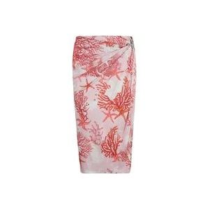 Versace Jersey Rok met Vakantieprint , Pink , Dames , Maat: XS