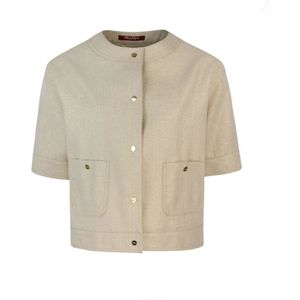 Max Mara Studio, Dames, Jassen, Beige, Maat: XS Linnen,