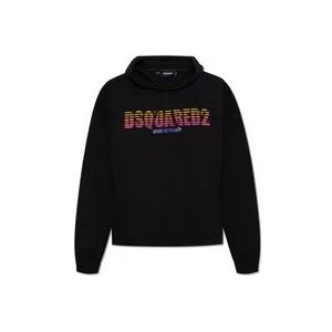 Dsquared2 Bedrukte hoodie , Black , Heren , Maat: L